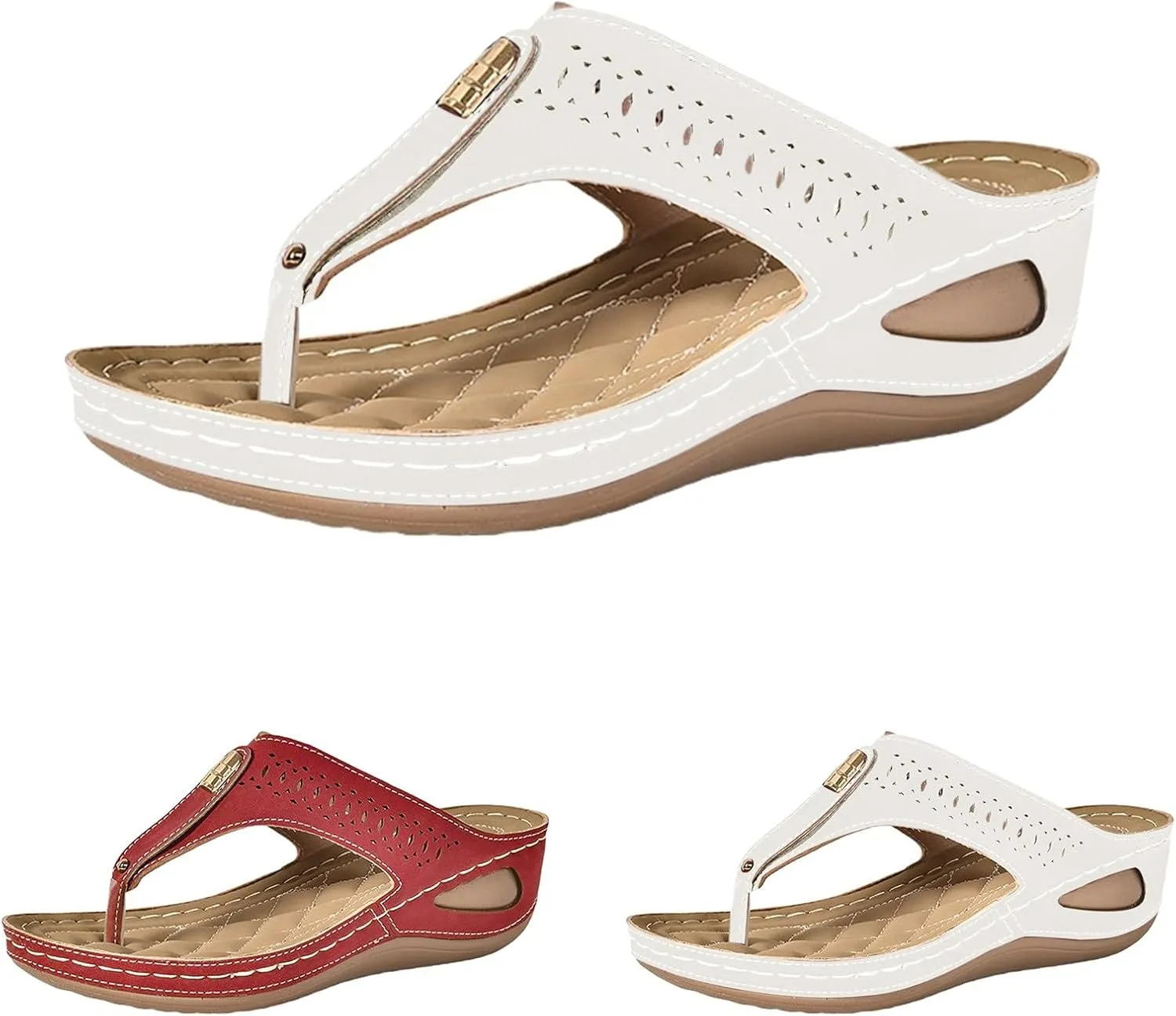 Women's Orthopedic Arch Support Sandals Comfortable Thong T-Strap Orthotic Casual Flat Sandals