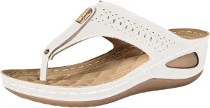 Women's Orthopedic Arch Support Sandals Comfortable Thong T-Strap Orthotic Casual Flat Sandals