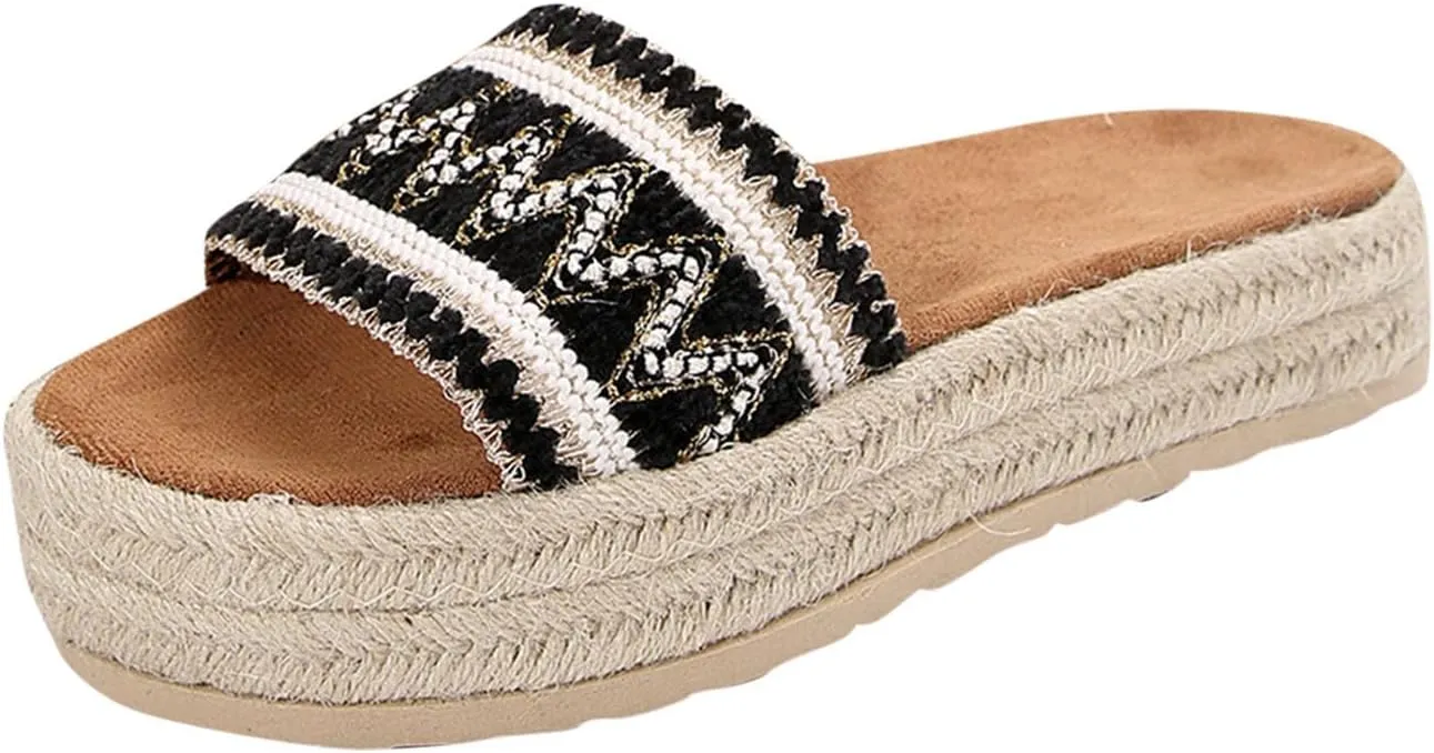Womens Platform Sandals Comfort Casual Espadrilles Slip On Slippers Boho Beach Vacation Slides Shoes Summer Essential