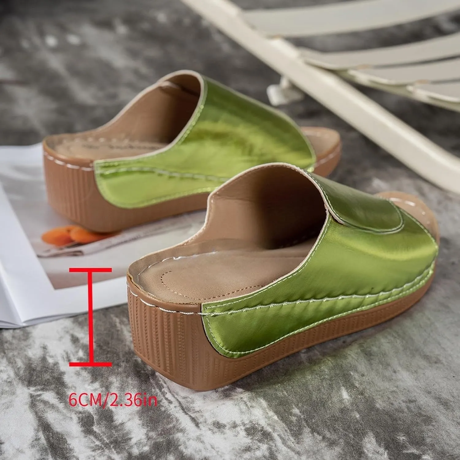 Women's Platform Wedge Sandals Slip On Peep Toe High Heel Sandal Comfortable Orthopedic Damping Sole Sandals Womens Dressy Summer Lightweight Flip Flops Casual Arch Support Walking Wedges Slippers