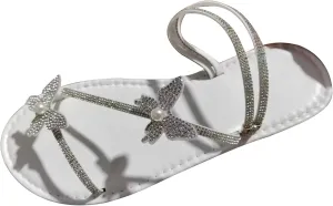 Women's Rhinestone Butterfly Flip-Flops 2025 Fashion Summer Hollow Out Strap Criss Cross Flip Flops Shoes