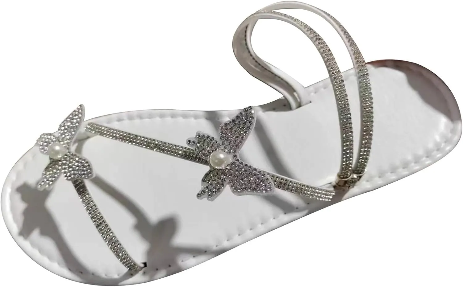 Women's Rhinestone Butterfly Flip-Flops 2025 Fashion Summer Hollow Out Strap Criss Cross Flip Flops Shoes