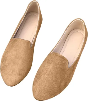 Women's Round Head Suede Flat Shoes Casual One Foot Stirrup Shallow Mouth Flat Shoes Flat Heeled Work Single Shoes