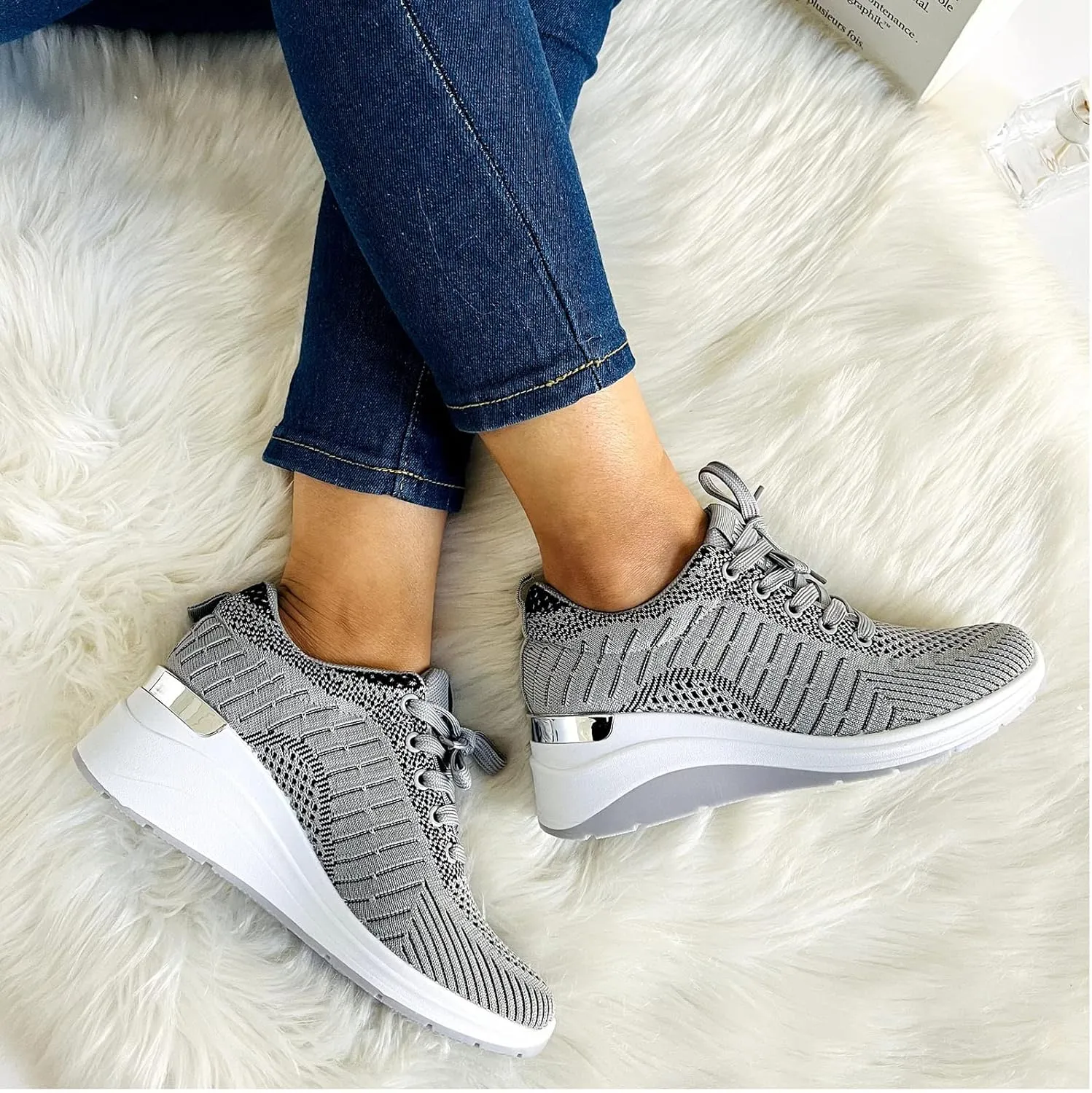 Women's Running Shoes Lightweight Breathable Wedge Walking Sneakers Non Slip Tennis Workout Athletic Shoes
