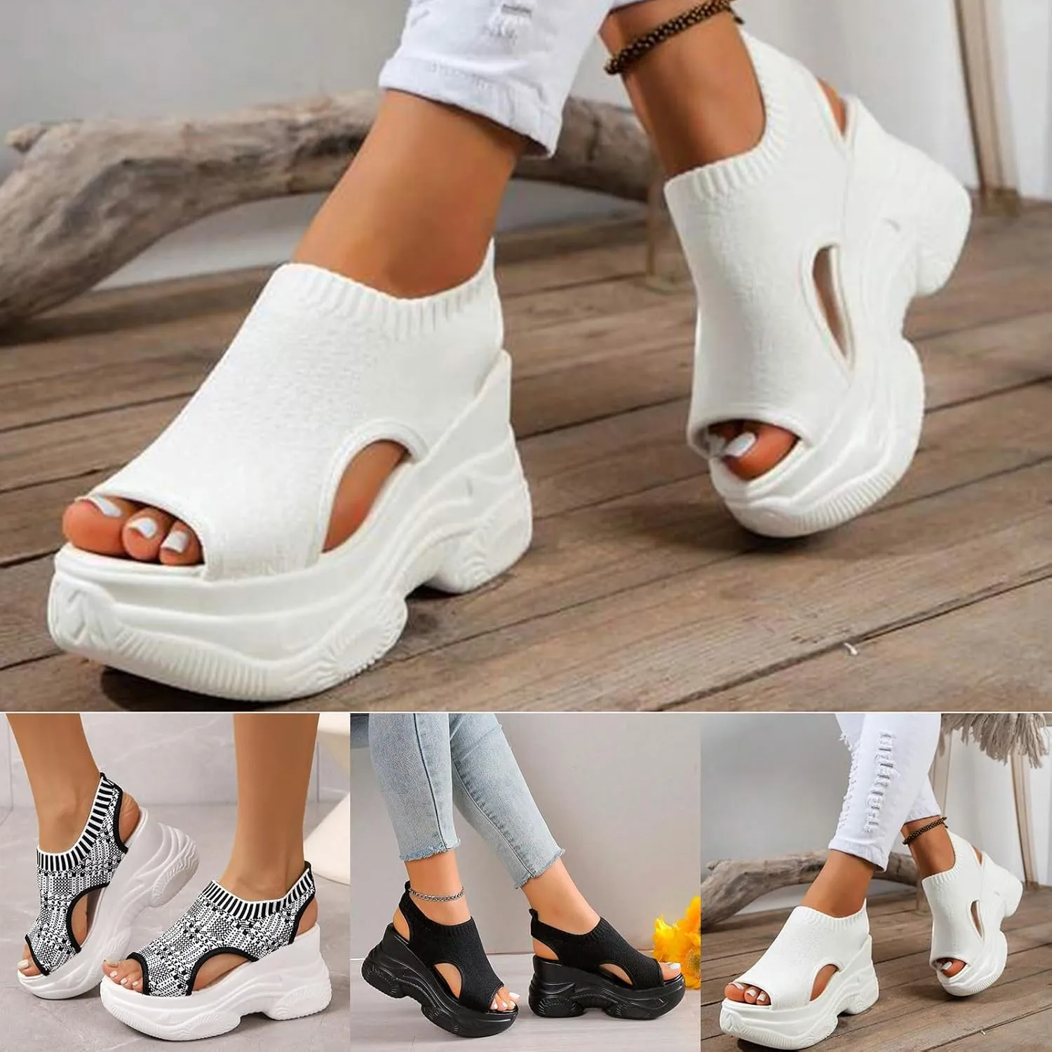 Women's Sandals Arch Support Wedge Sandals Orthopedic Walking Sandals Summer Open Toe Ankle Strap Shoes