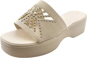 Womens Sandals Platform Wedge Sandal Slip On Open Toe High Heel Sandals Summer Casual Dressy Shoes Fashion Sandal