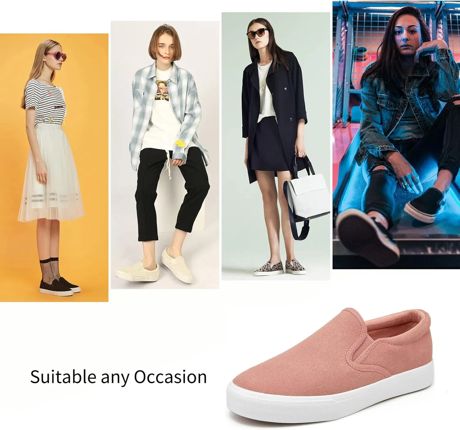 Women's Slip on Shoes Canvas Sneakers Loafers Non Slip Shoes Low Top Casual Shoes