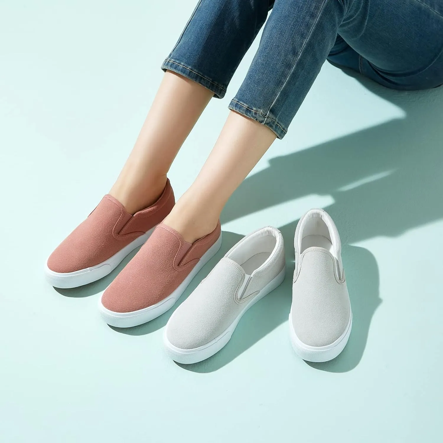 Women's Slip on Shoes Canvas Sneakers Loafers Non Slip Shoes Low Top Casual Shoes