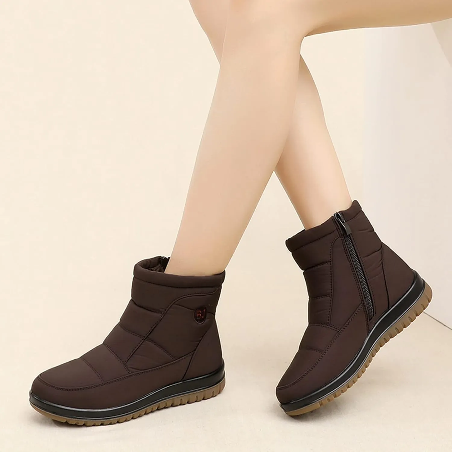 Women's Snow Boots for Winter - Short Outdoor Boots, Warm Lining