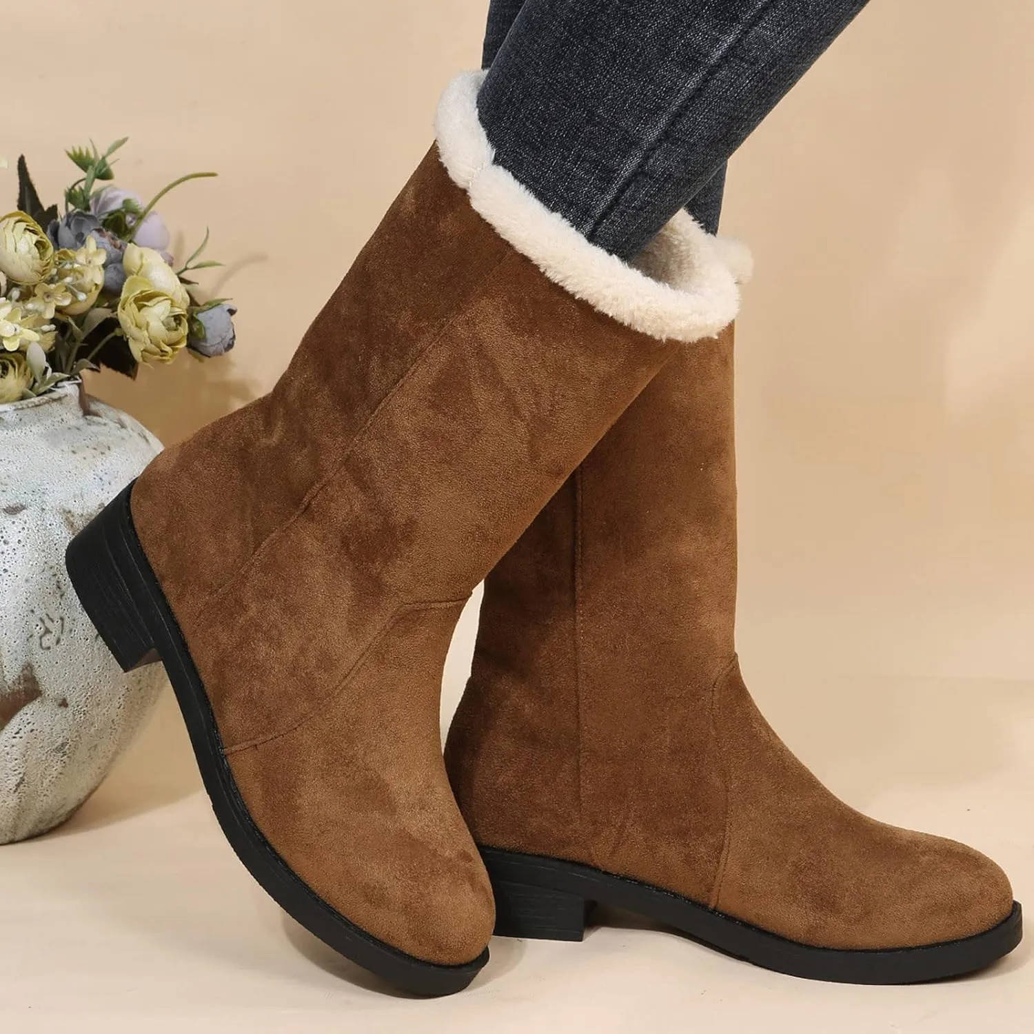 Women's Snow Boots Waterproof Winter Boots Lightweight Warm Snow Boots Women Women's Winter Boots Size 9 Wide Width Warm Winter Boots for Women Indoors Botas De Frio Para Mujer Largas