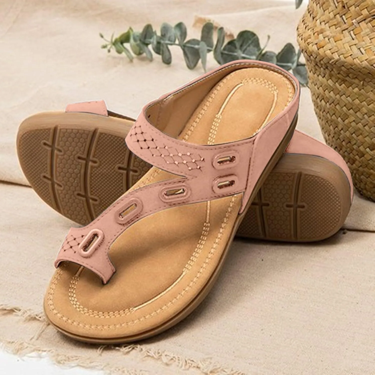Womens Summer Flip Flops Casual Walking Wedges Platform Recovery Flipflops Pillow Soft Summer Beach Shoes