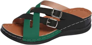 Womens Summer Wedges Sandals Open Toe Platform Slippers Crisscross Slip On Casual Walking Shoes Comfortable Stylish Sandals Thick Cushion Slippers Beach Vacation Sandal