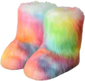 Womens Waterproof Winter Boots Slip on Womens Winter Snow Boots Warm Fur Lined Anti-Slip Ankle Womens Side Zipper Waterproof Winter Boots Outdoor Boots Women Botas De Mujer Para El Frio Con Tacon