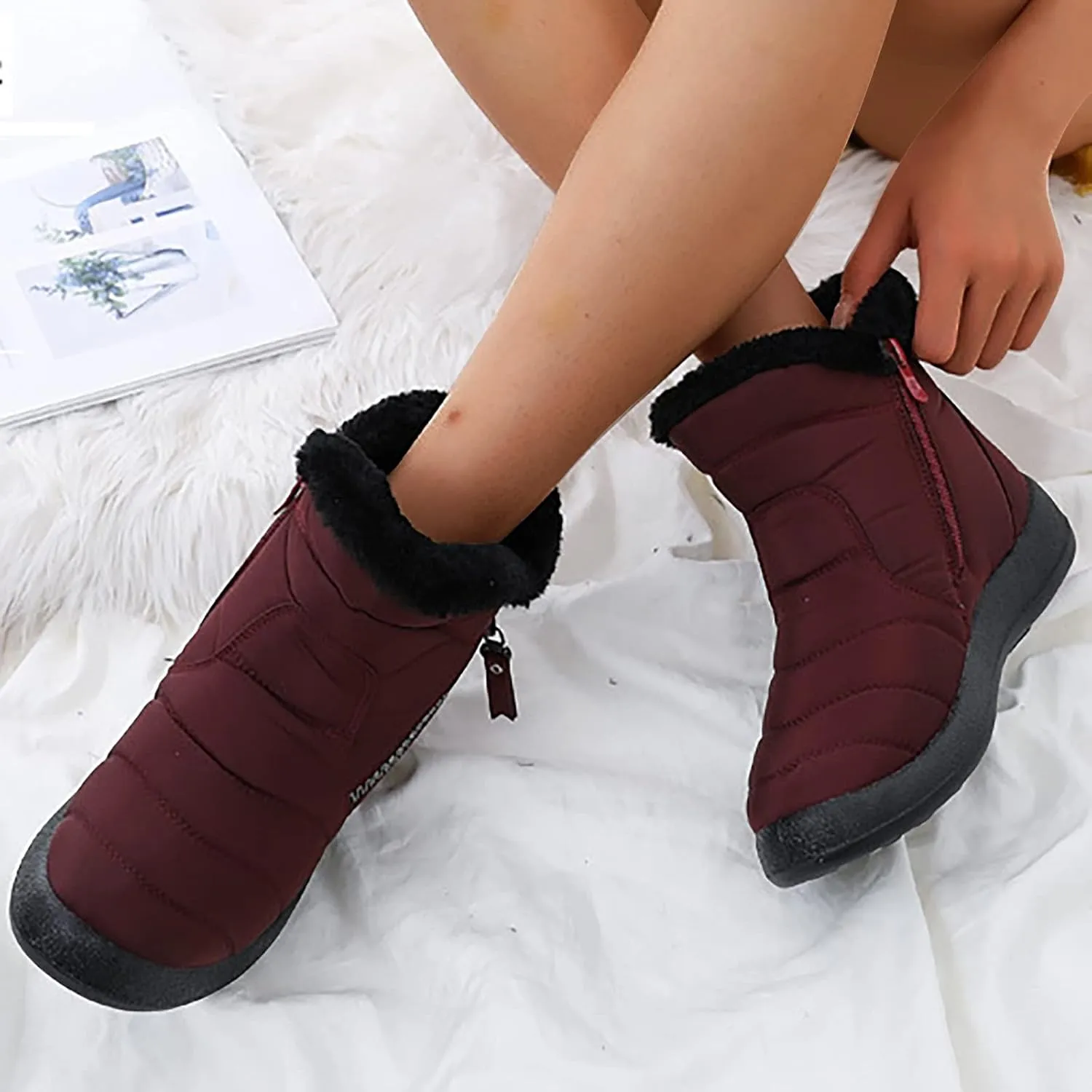 Women's Wide Snow Boots Waterproof Insulated Snow Boots Women Wide Width Womens Boots for Snow Women's Winter Boots Botas De Mujer Para El Frio De Vestir Con Tacones