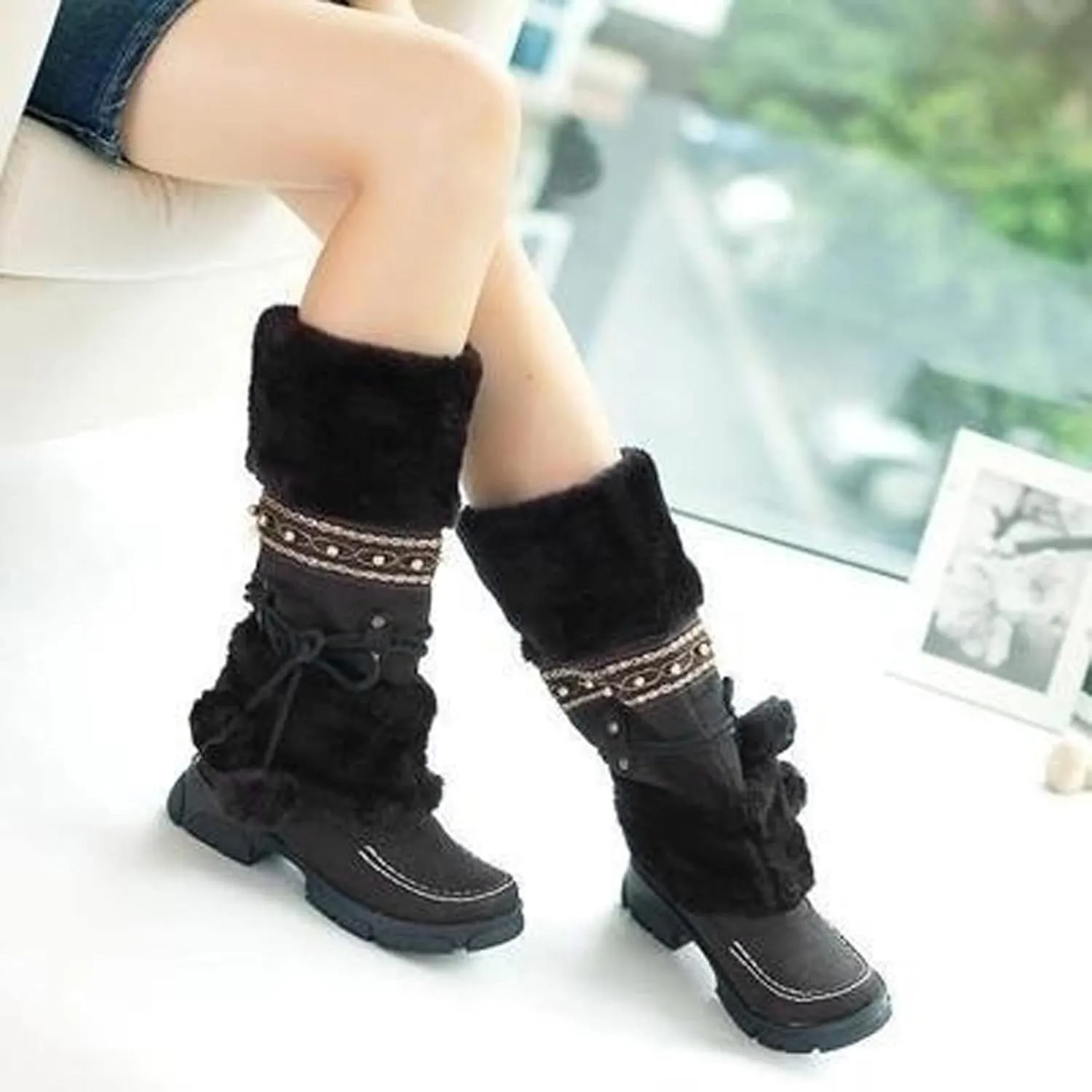 Women's Wide Width Waterproof Snow Boots Winter Walking Boots for Women Waterproof Wide Womens Winter Snow Boots Size 8 Winter Boot Women Slip on Botas Invierno Para Mujer Pie Ancho