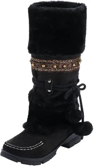 Women's Wide Width Waterproof Snow Boots Winter Walking Boots for Women Waterproof Wide Womens Winter Snow Boots Size 8 Winter Boot Women Slip on Botas Invierno Para Mujer Pie Ancho
