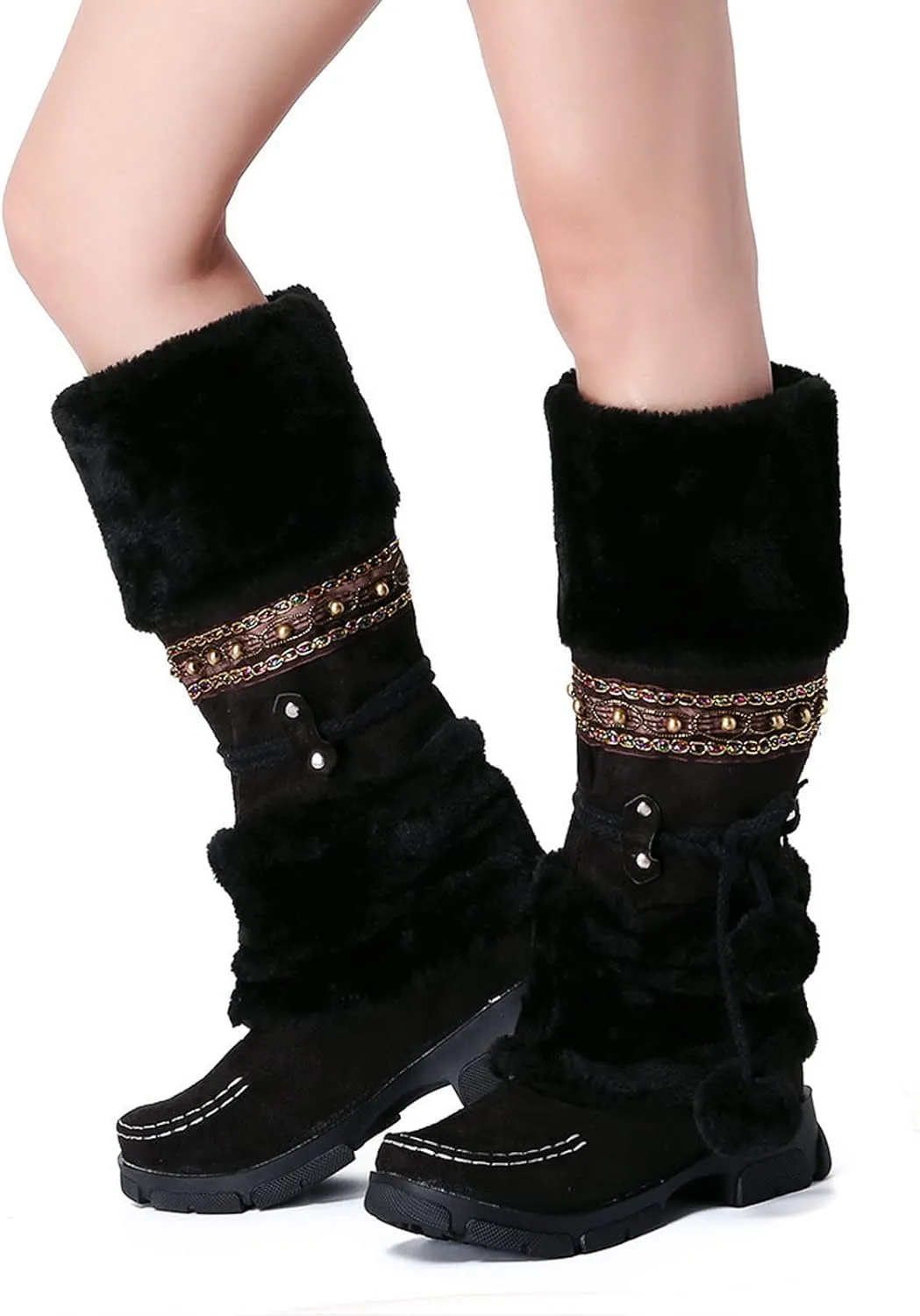 Women's Wide Width Waterproof Snow Boots Winter Walking Boots for Women Waterproof Wide Womens Winter Snow Boots Size 8 Winter Boot Women Slip on Botas Invierno Para Mujer Pie Ancho