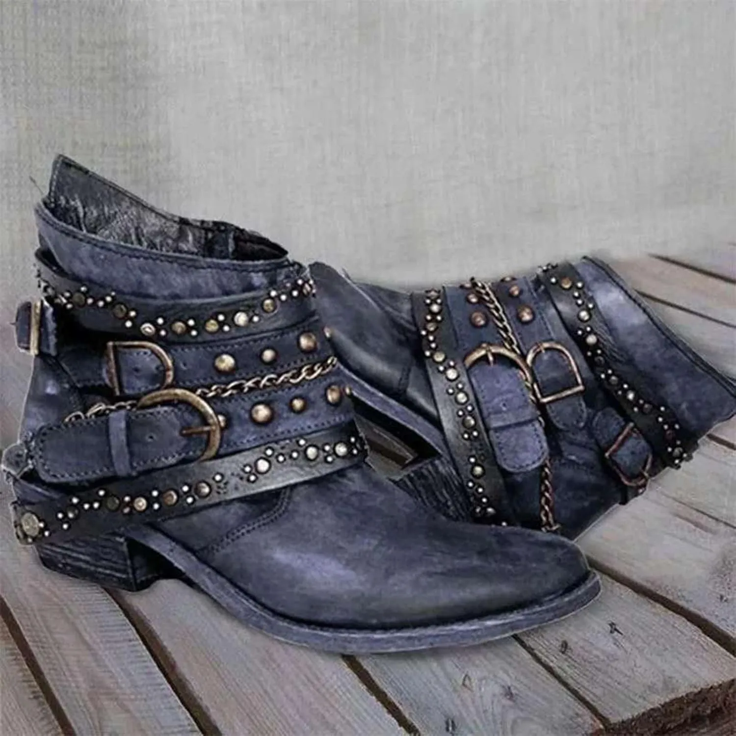 Womens Winter Boots Ankle Black Dress Booties for Women Women Suede Boots Wide Boot for Men Comfortable and Soft Lightweight Slip on Pointed Toe Chunky Stacked Heel
