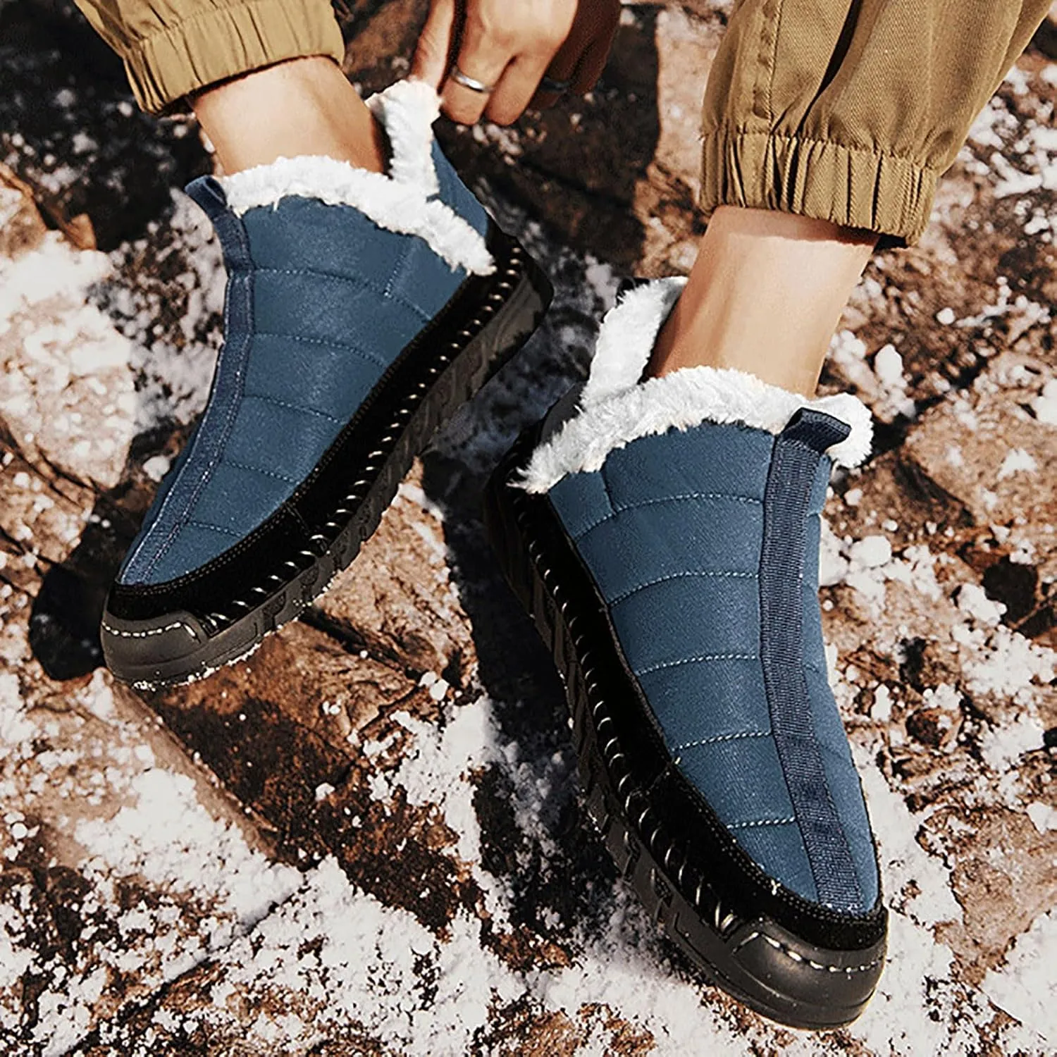 Womens Winter Business Casual Shoes Women's Wide Width Waterproof Snow Boots Fuzzy Boots Cozy Boots for Women Mid Calf Winter Boots for Women Waterproof Sales Clearance