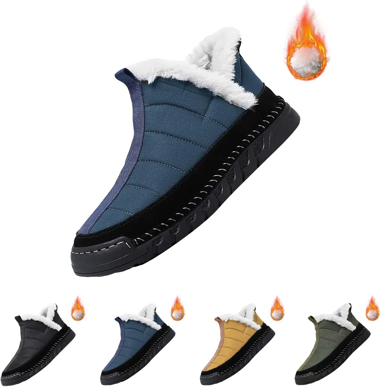 Womens Winter Business Casual Shoes Women's Wide Width Waterproof Snow Boots Fuzzy Boots Cozy Boots for Women Mid Calf Winter Boots for Women Waterproof Sales Clearance