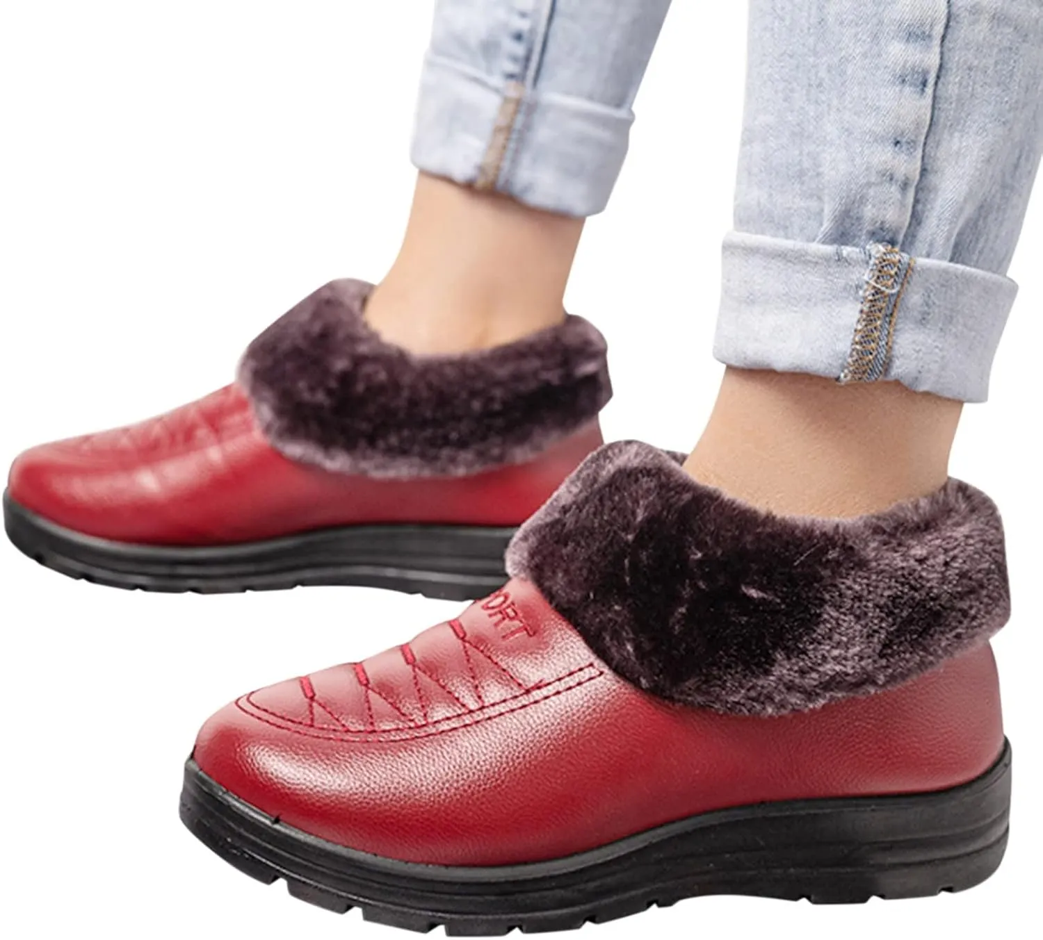 Women's Winter Warm Back Lace Up Snow Boots Tall Winter Boots for Women Waterproof/Bows Womens Wide Width Snow Boots Waterproof Insulated Winter White Boots for Women Heel Botas Para Frio Mujer