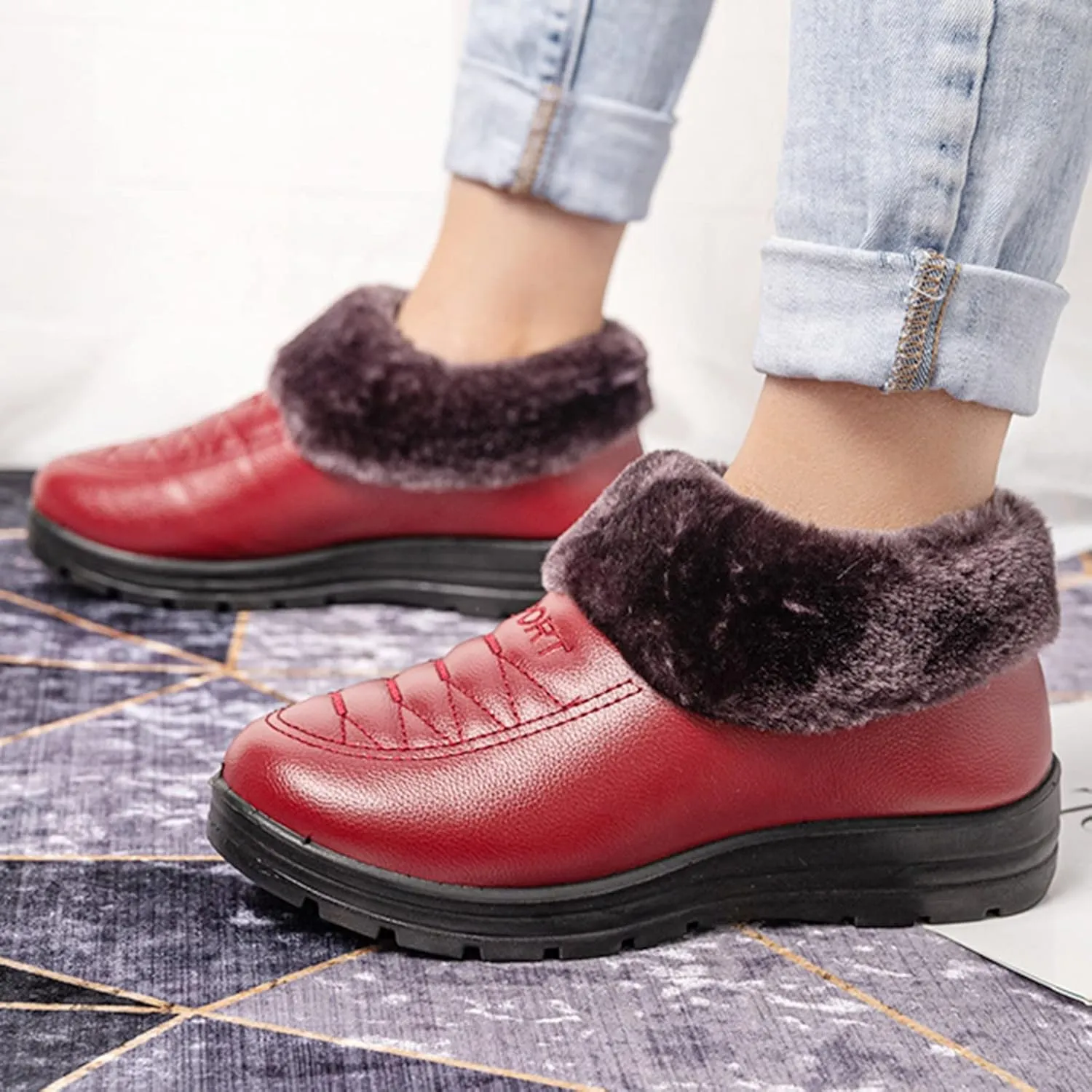 Women's Winter Warm Back Lace Up Snow Boots Tall Winter Boots for Women Waterproof/Bows Womens Wide Width Snow Boots Waterproof Insulated Winter White Boots for Women Heel Botas Para Frio Mujer