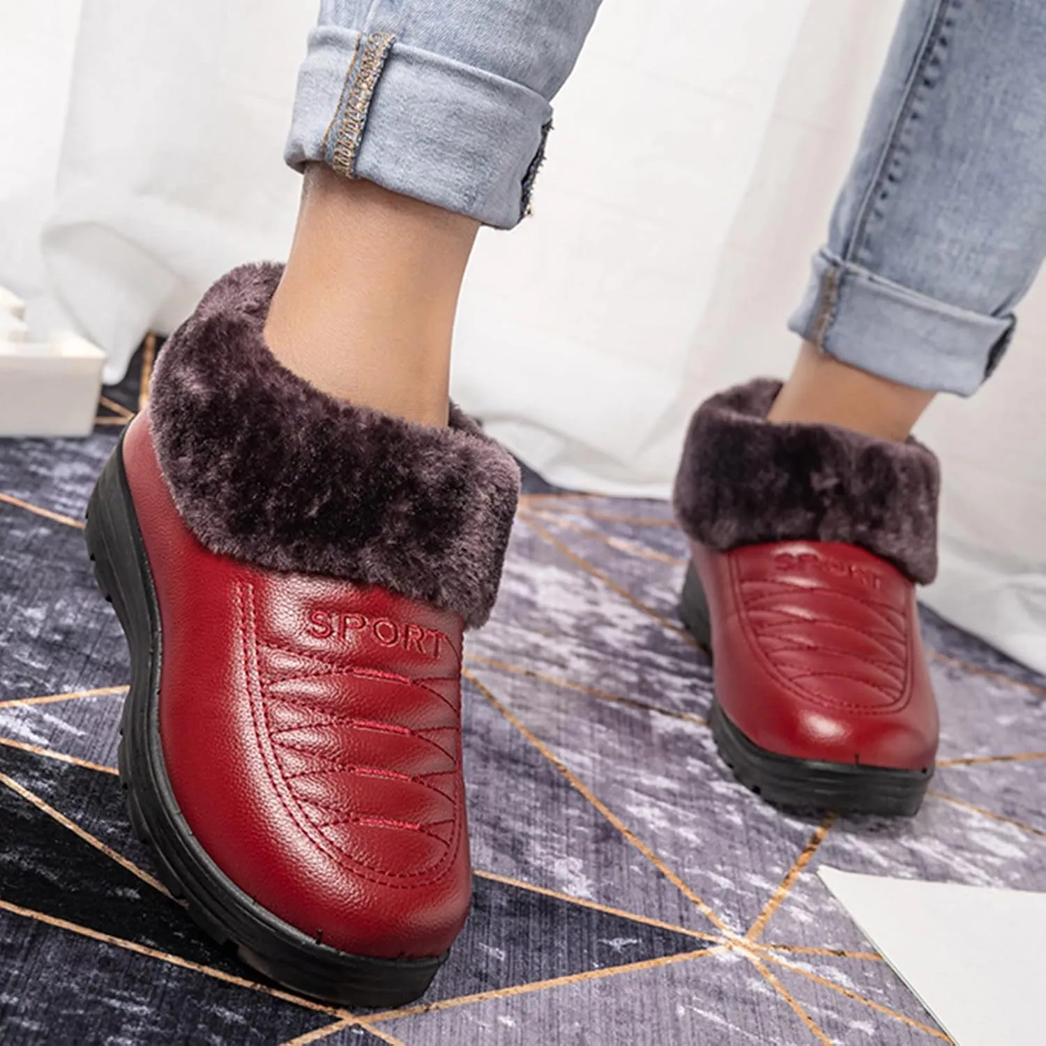 Women's Winter Warm Back Lace Up Snow Boots Tall Winter Boots for Women Waterproof/Bows Womens Wide Width Snow Boots Waterproof Insulated Winter White Boots for Women Heel Botas Para Frio Mujer