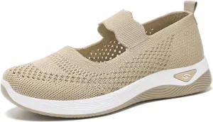 Women's Woven Orthopedic Breathable Soft Shoes Comfortable Walking Nurse Shoes Casual Diabetic Foam Shoe Go Walk Slip on Sneakers Lightweight Mesh Trainers Anti-Skid Sports Shoe with Arch Support