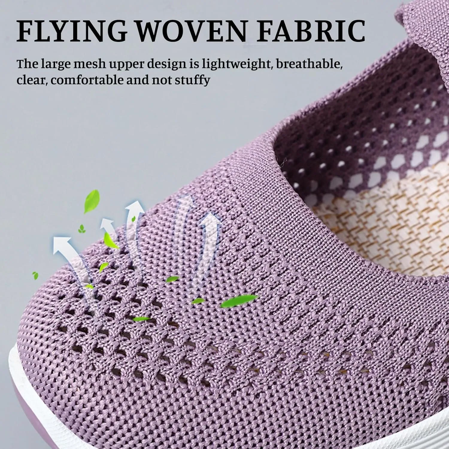 Women's Woven Orthopedic Breathable Soft Shoes Comfortable Walking Nurse Shoes Casual Diabetic Foam Shoe Go Walk Slip on Sneakers Lightweight Mesh Trainers Anti-Skid Sports Shoe with Arch Support