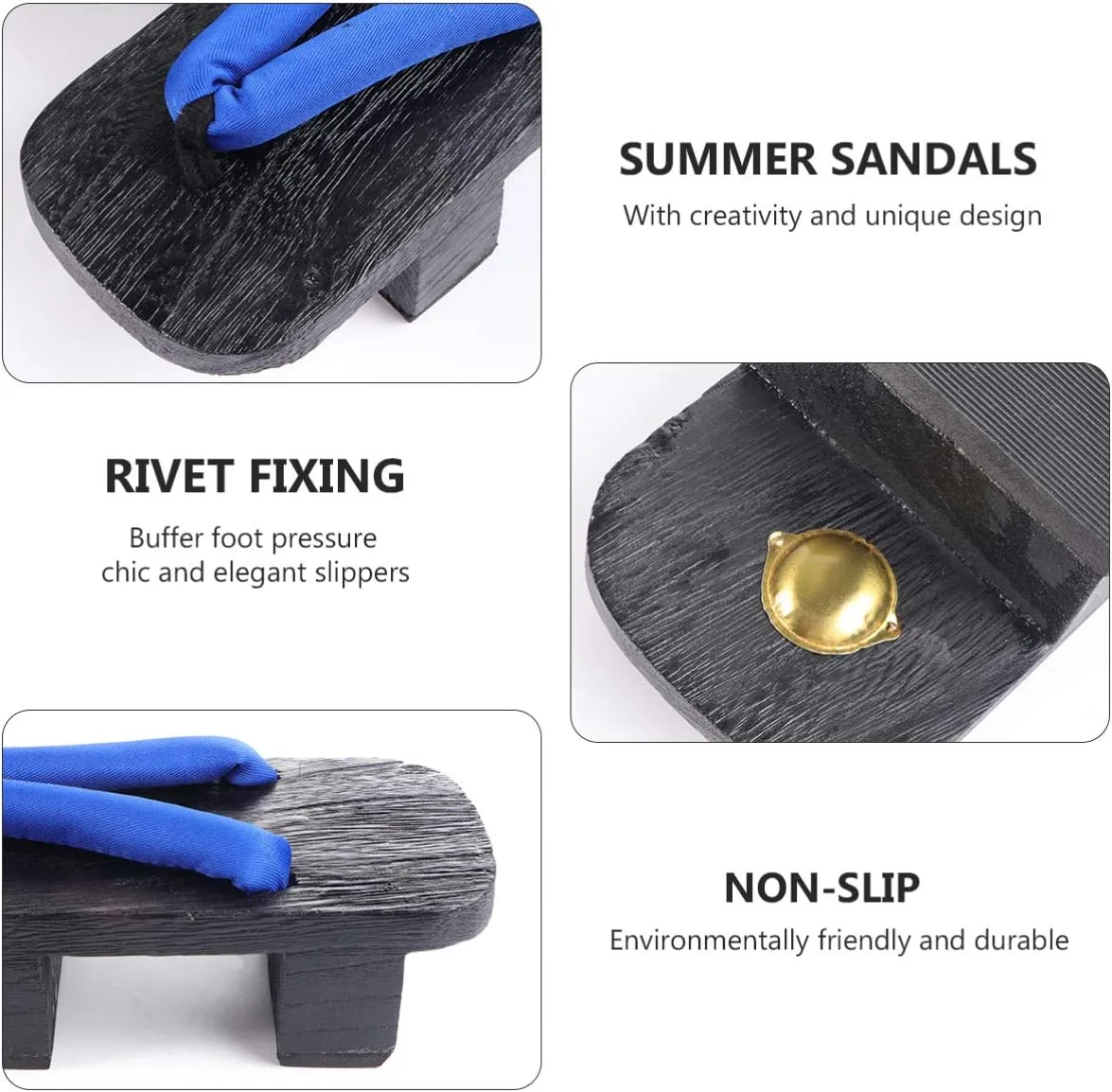 Wooden Geta Sandals Clogs Women Flip Flops Stage Performance Geta Japanese Wooden Slippers Shoes Heel Height 5CM