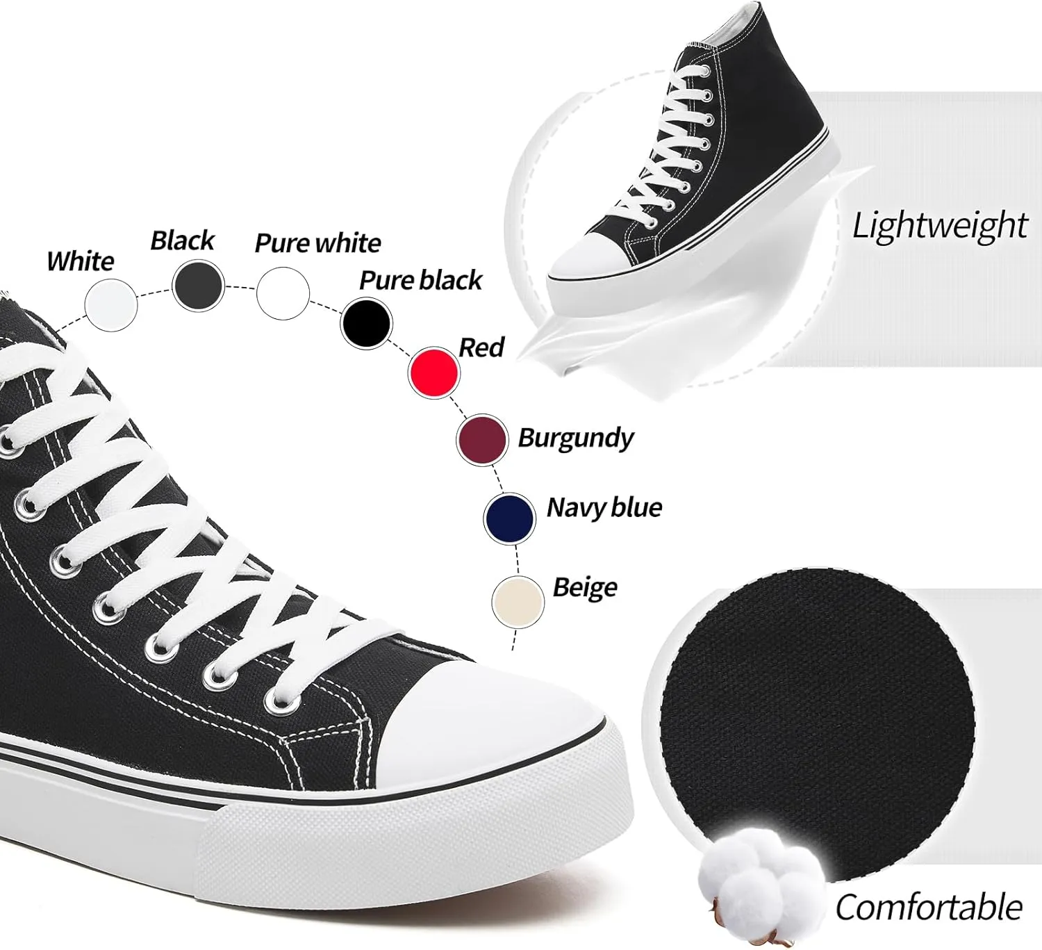 yageyan Mens High Top Canvas Sneakers Fashion Lace up Walking Shoes Casual Classic