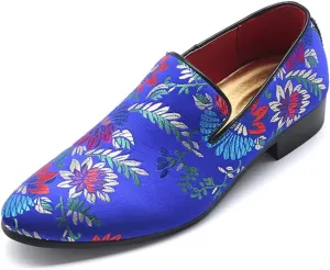 YYQL Men's Luxury Penny Loafers Shoes Embroidery Canvas Velvet Smoking Slippers Fashion Suede Walking Shoes Size 7-12.5