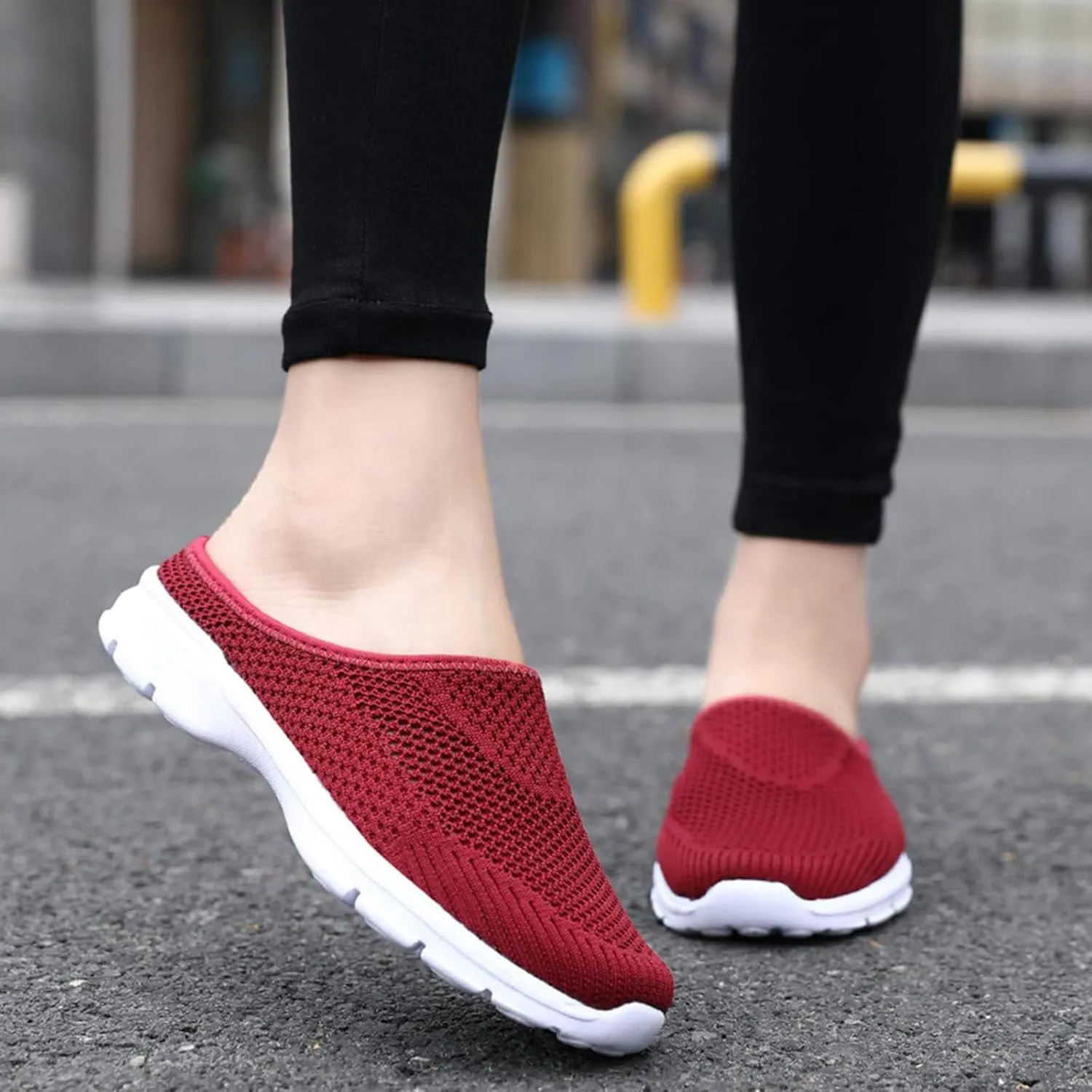 ZWRXW Mules for Women 2025 Summer Air Cushion Platform Mesh Mules Sneaker Non Slip Orthopedic Sneakers Arch Support Diabetic Fasciitis Sandals Lightweight Breathable Slippers Closed Toe Wedge Sandals