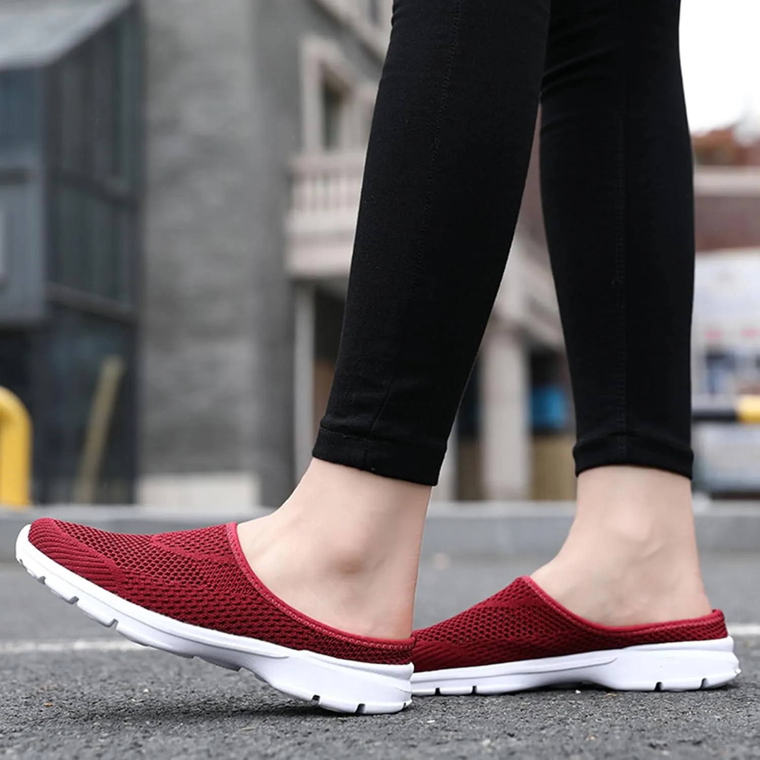 ZWRXW Mules for Women 2025 Summer Air Cushion Platform Mesh Mules Sneaker Non Slip Orthopedic Sneakers Arch Support Diabetic Fasciitis Sandals Lightweight Breathable Slippers Closed Toe Wedge Sandals