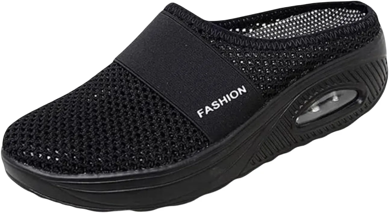 ZWRXW Mules for Womens Mens Walking Mules Sneakers Open Back Slip On Shoes with Arch Support Comfort Walking Shoes Breathable Slippers Closed Toe Slides Outdoor Casual Non Slip Orthopedic Sneakers