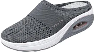 ZWRXW Womens Mules Slip On Walking Shoes Clogs and Mules Diabetic Slippers Non Slip Orthopedic Sneakers Mesh Upper Air Cushion Sneakers Closed Toe Wedge Sandals Casual Lightweight Breathable Slippers